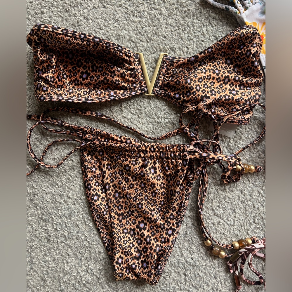 Kulani Kinis Leopard Print Bikini with Beaded Accents